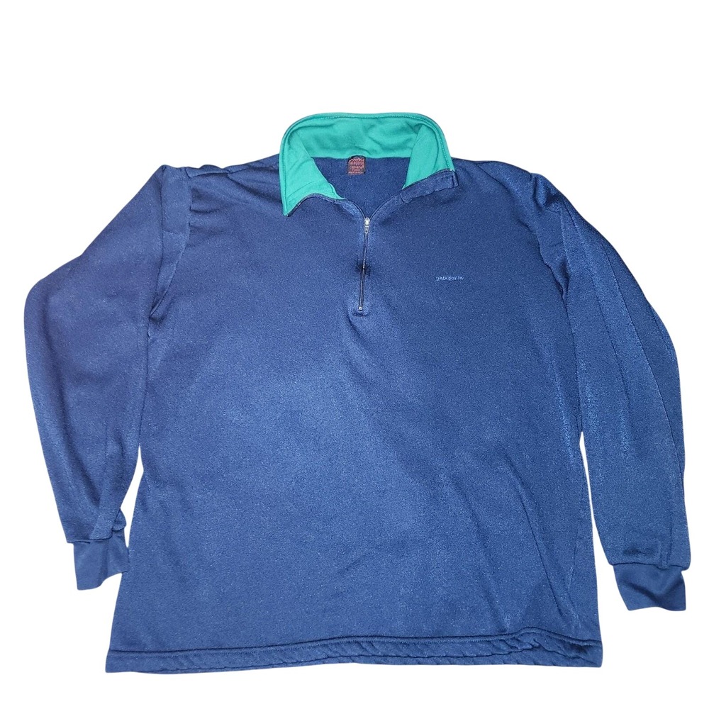Patagonia Capilene Pullover Mens XL Blue Green Quarter Zip Long Sleeve USA
